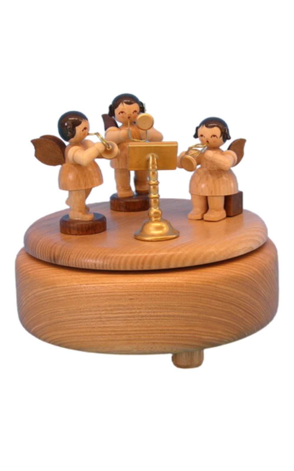 Spieldose mit 3 Weihnachtsengel und Notenpult, natur von Figurenland Uhlig GmbH