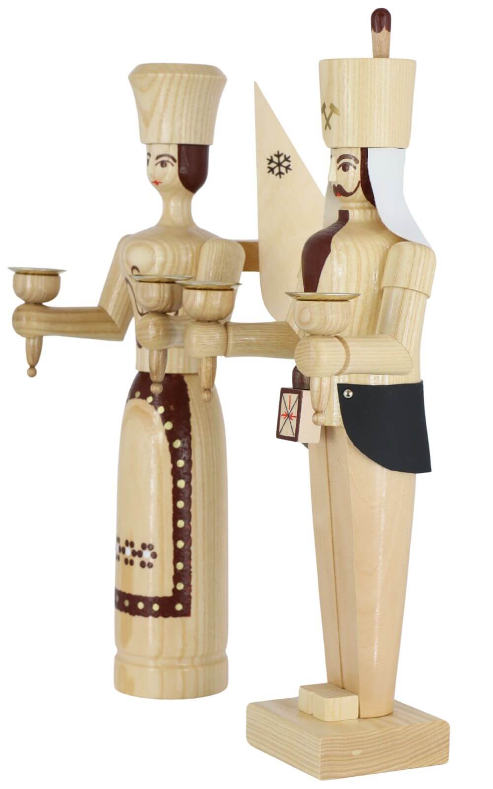 Angel and miner, 38 cm, natural for wax candles by SEIFFEN.COM_3