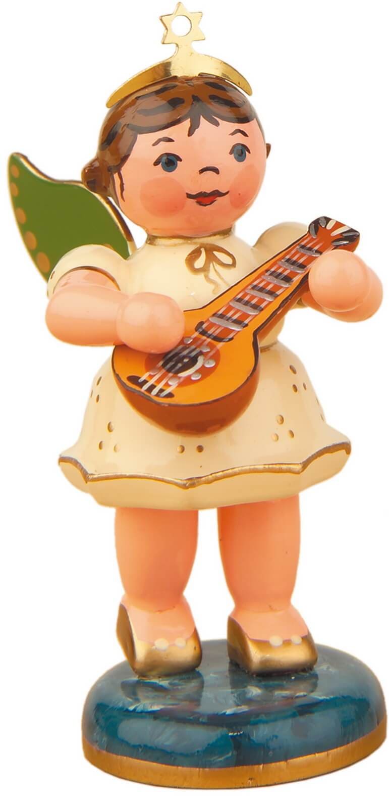 Miniature Christmas angel with mandolin by Hubrig Volkskunst