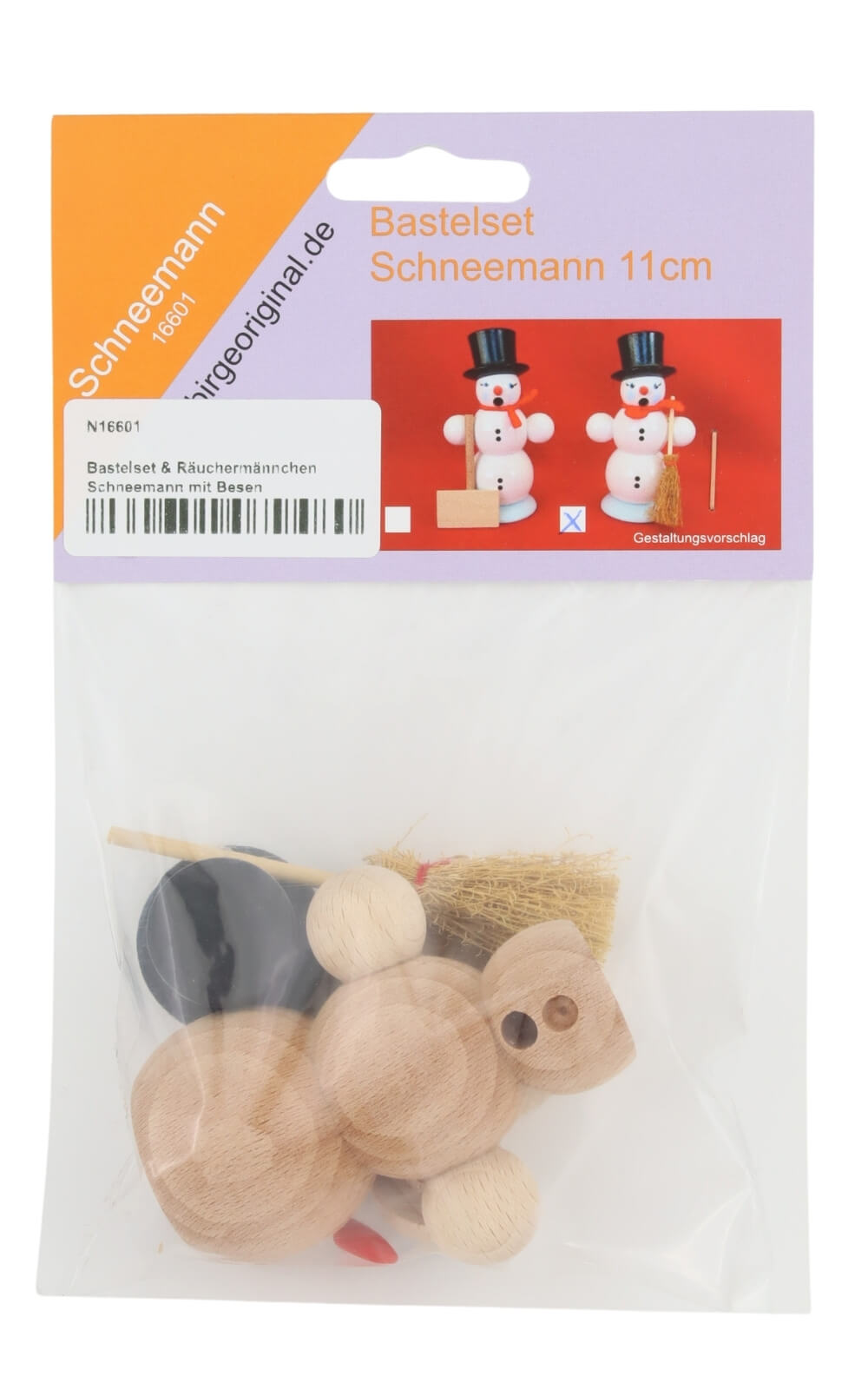 Bastelset & Räuchermann Schneemann mit Besen