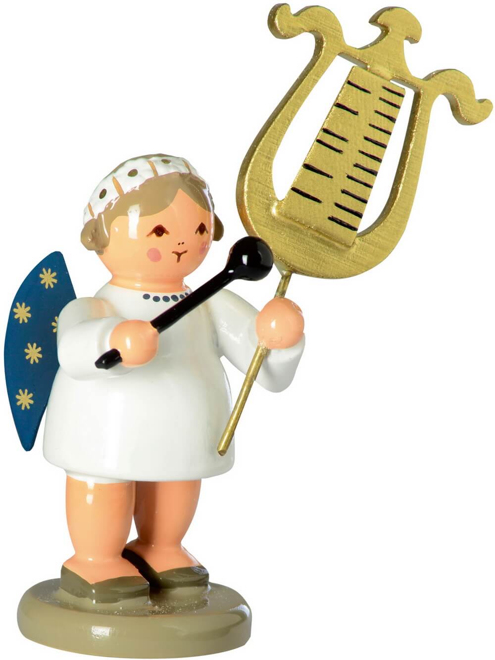 Miniature Christmas angel with bell-ringing lyre, 6 cm by KWO