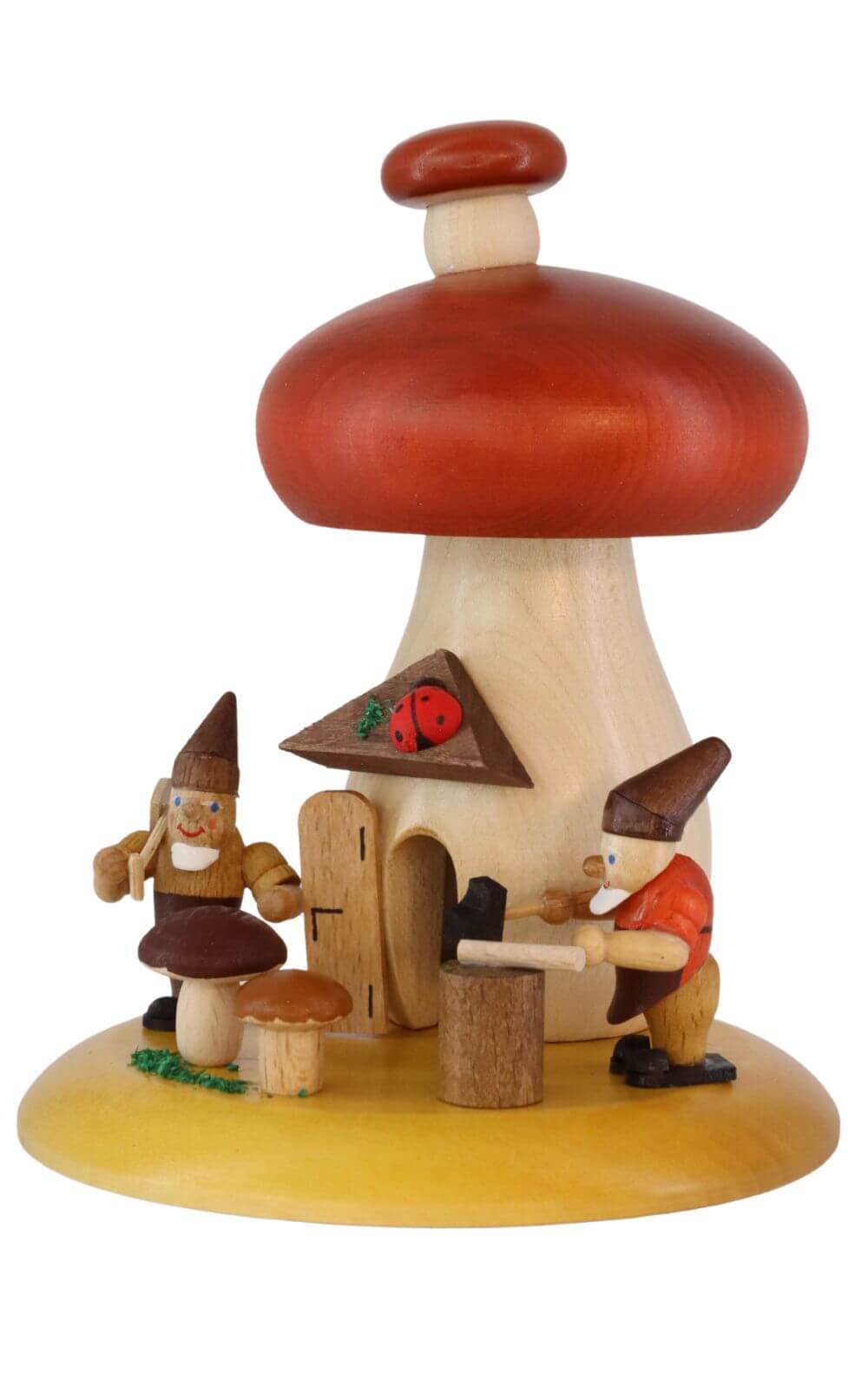 Smoking man mushroom with dwarfs, 13 cm by Richard Glässer_1
