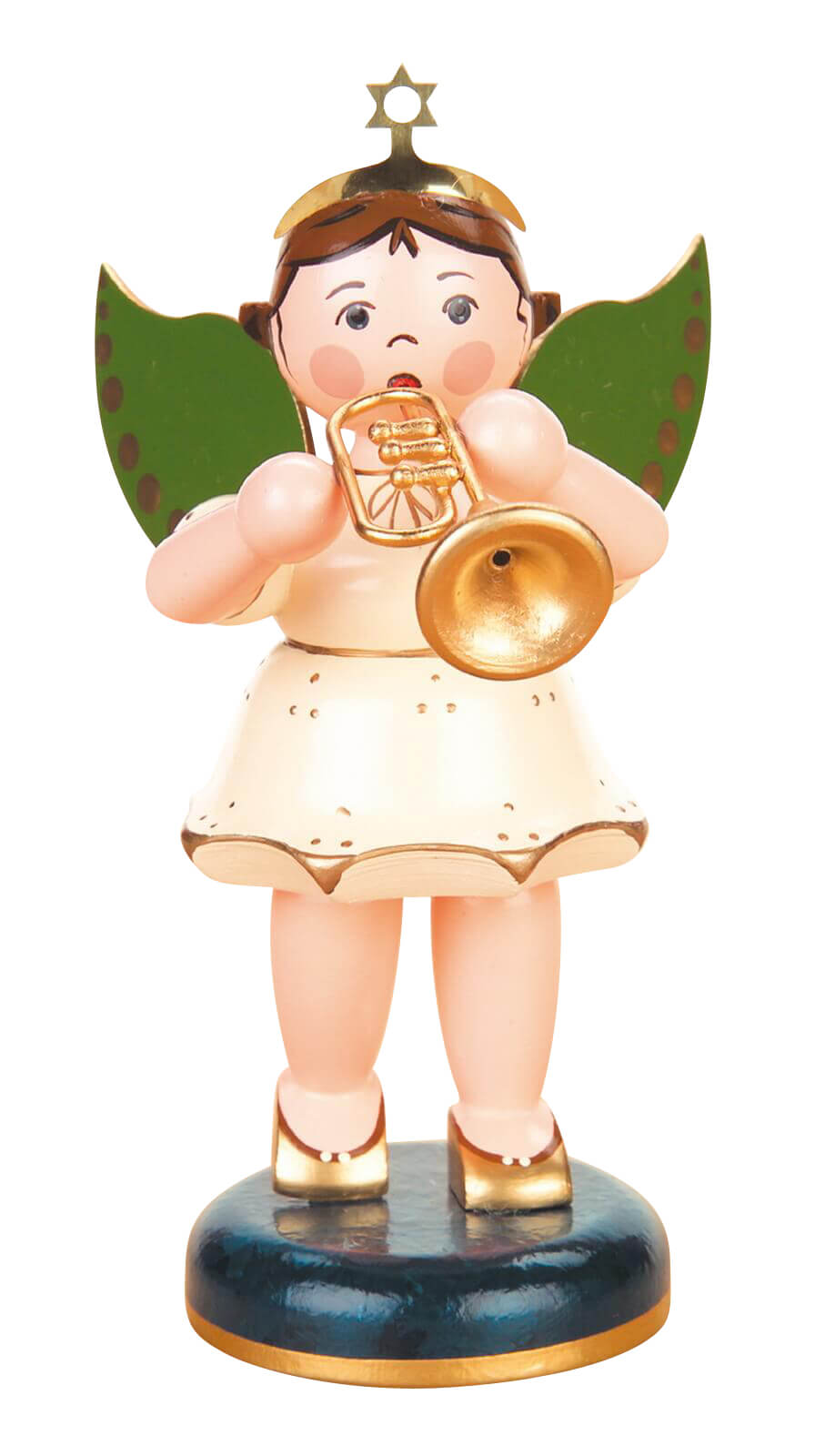 Christmas angel with trumpet, 16 cm by Hubrig Volkskunst