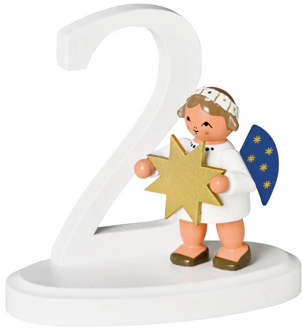Christmas angel with number 2, 7 cm by KWO