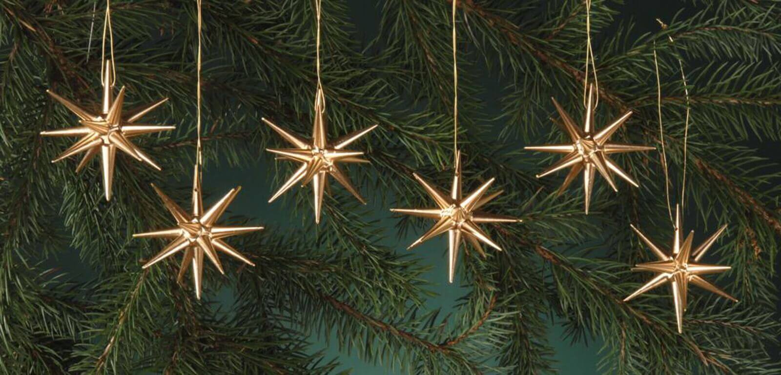 Christbaumschmuck aus Holz, Weihnachtssterne gold, 6-teilig von Albin Preißler_Bild2