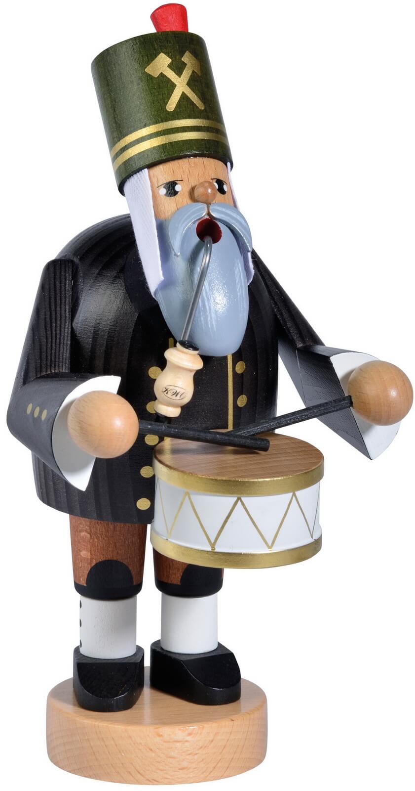 Smoking man miner with small drum, 20 cm by KWO