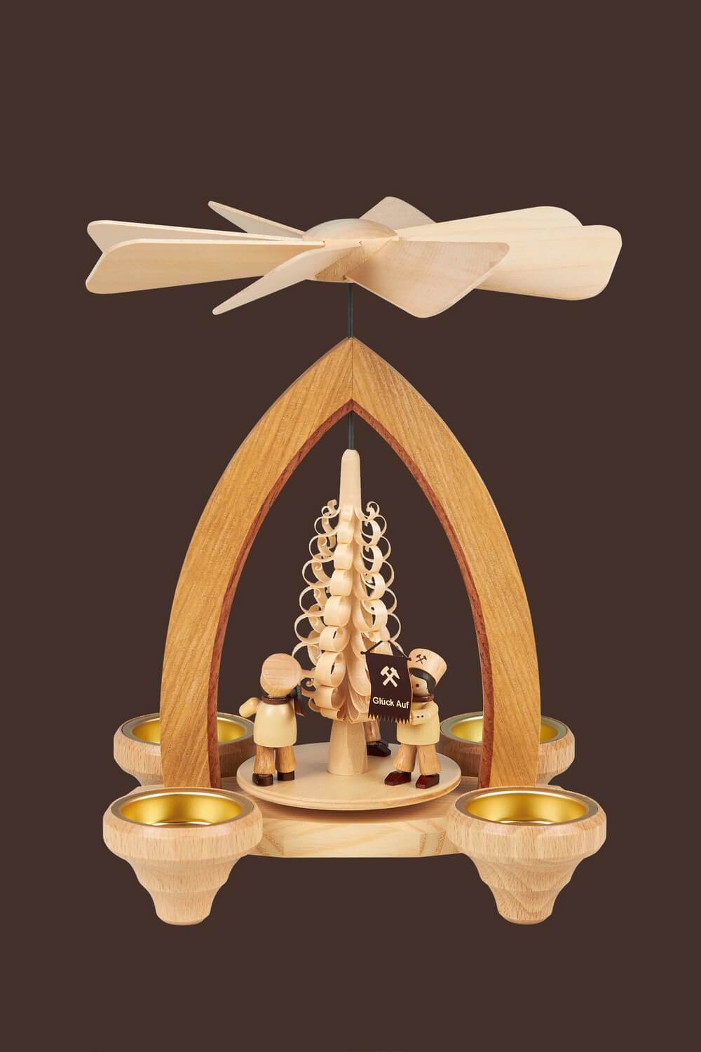 Christmas pyramid for tea lights with miners' procession, 26 cm by Heinz Lorenz_1