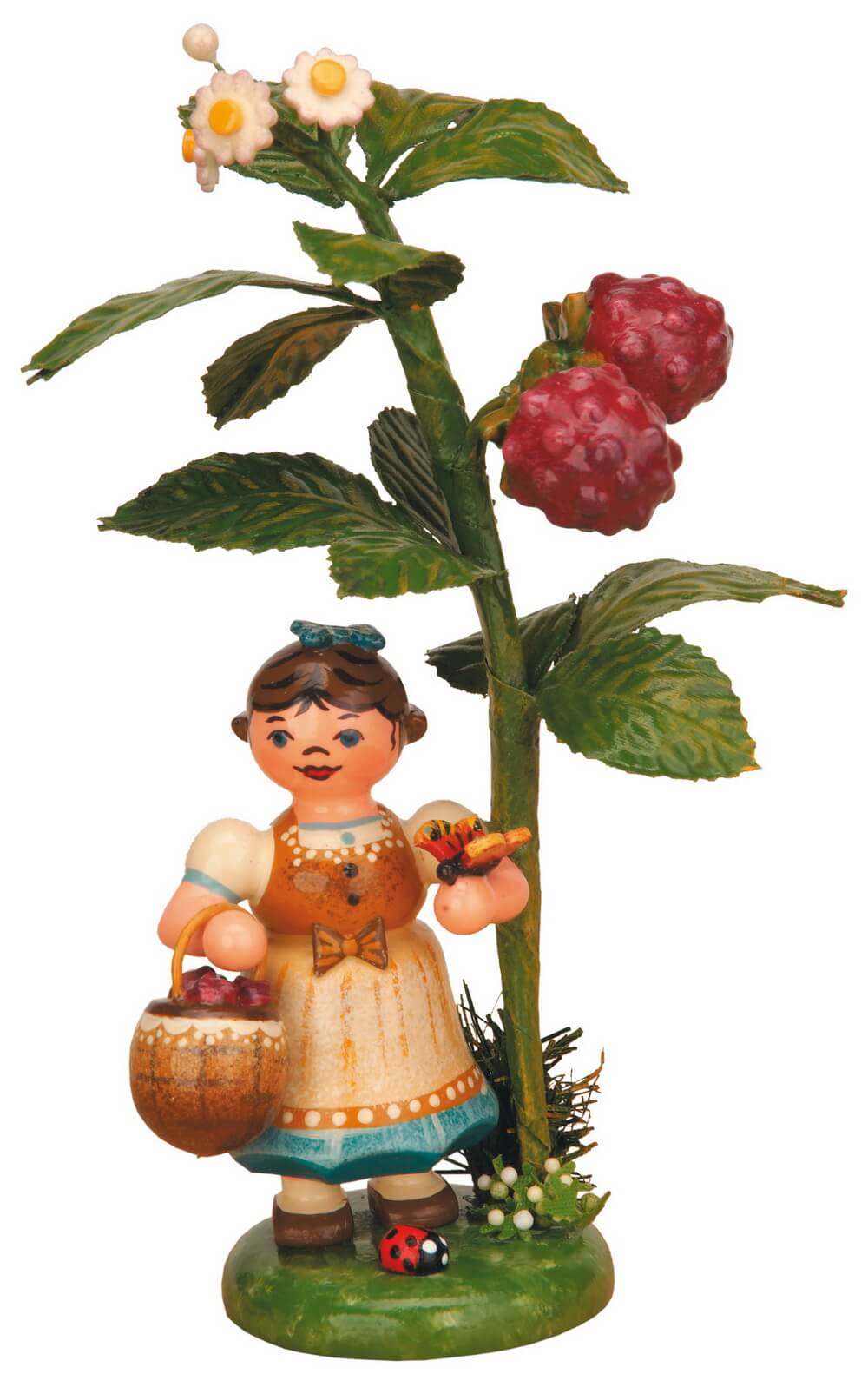 Flower child autumn child with raspberry, 13 cm, colored by Hubrig Volkskunst