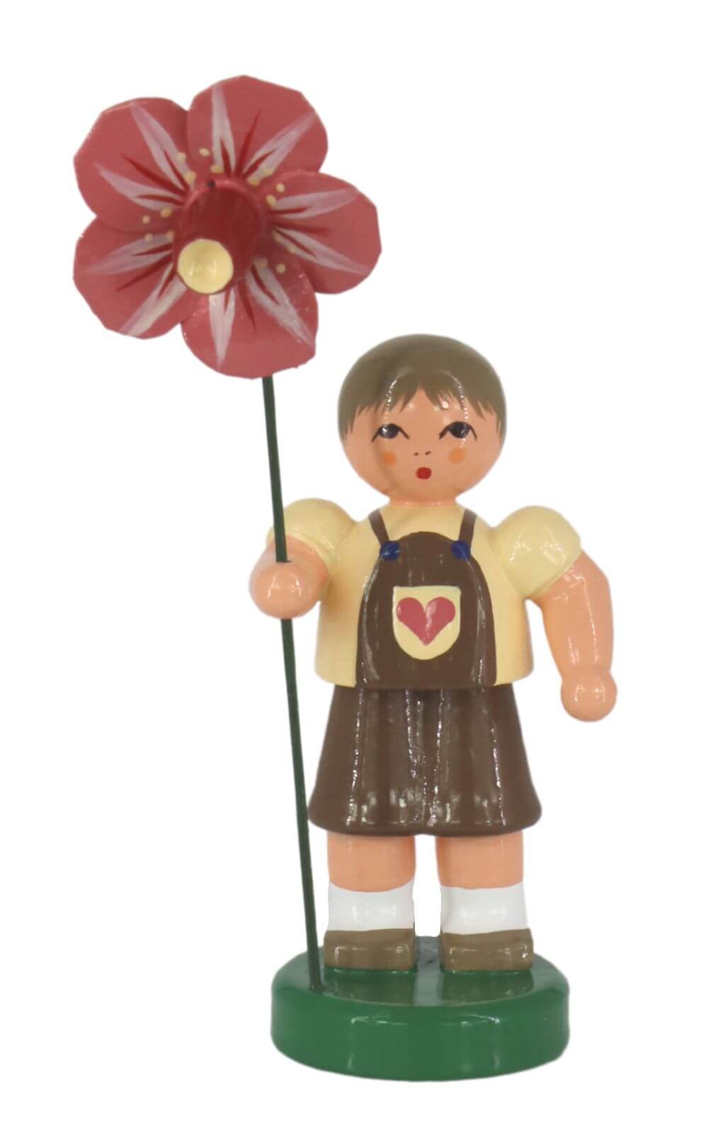 Flower boy Jona with pink flower, 9 cm by Figurenland Uhlig