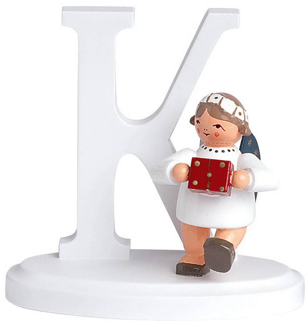 Miniature Christmas angel with the letter K, 7 cm by KWO