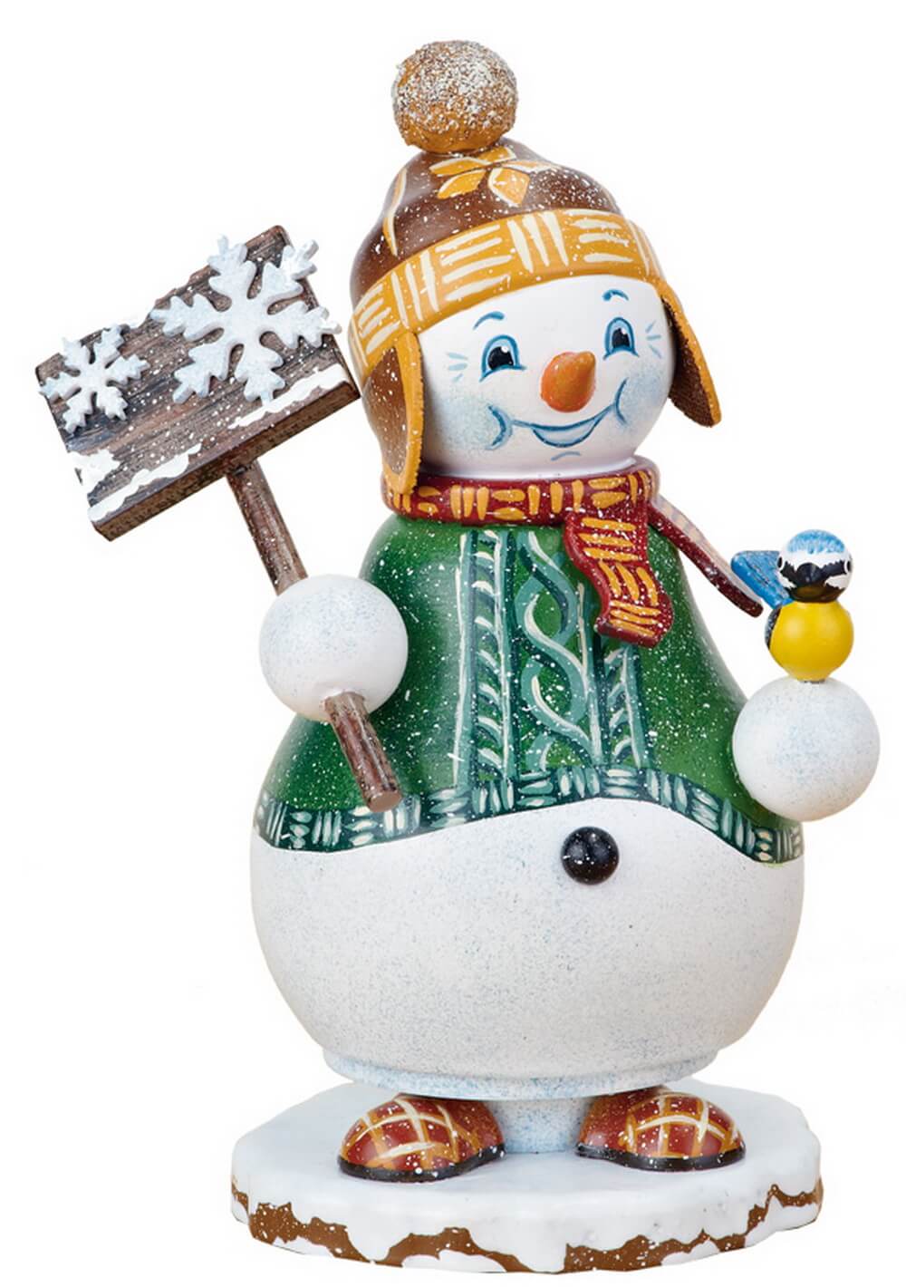Smoking man gnome - snowman, 14 cm by Hubrig Volkskunst