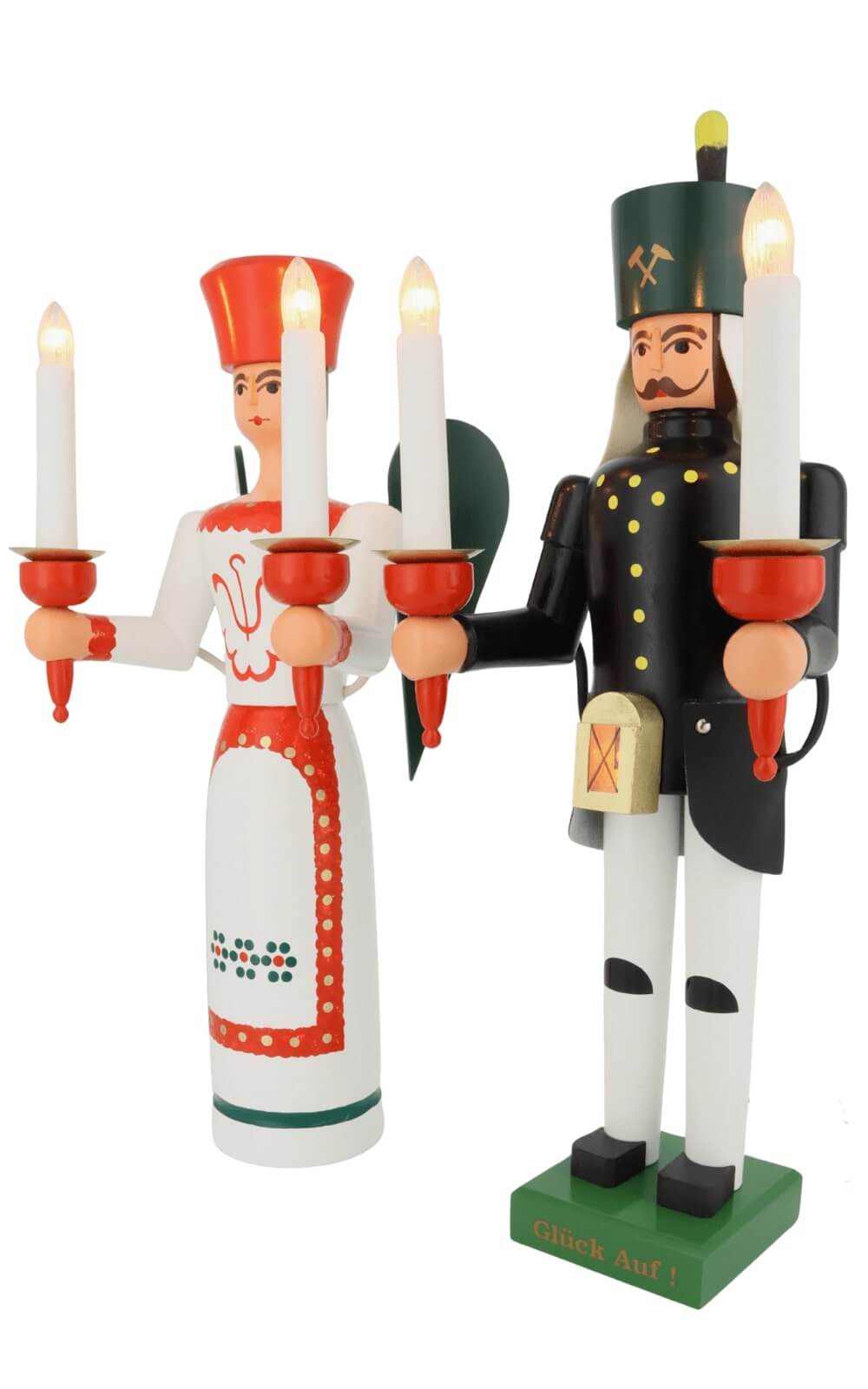 Engel und Bergmann, 38 cm mit Bauchlampe, farbig, elektrisch beleuchtet von SEIFFEN.COM_3