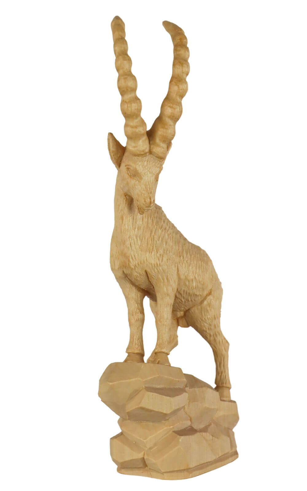Capricorn carved, natural, 25 cm by Schnitzkunst aus dem Erzgebirge_1