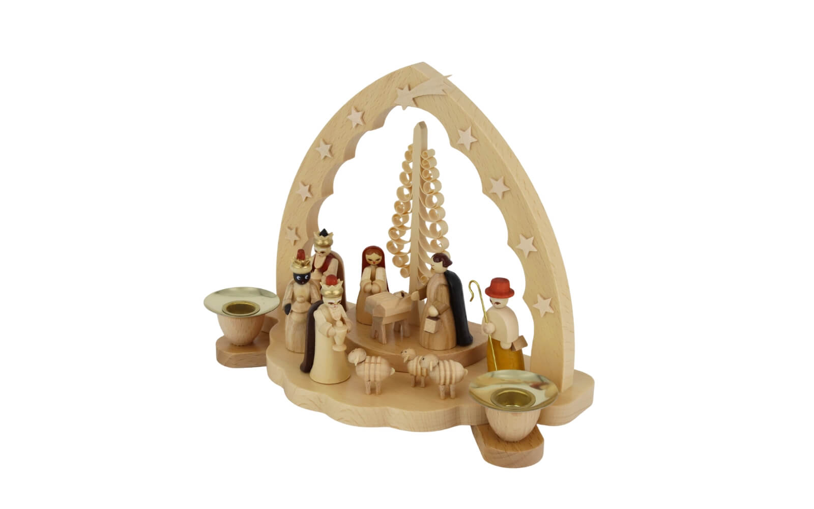 Kerzenhalter mit Heilige Familie, 20 cm, natur von Richard Glässer_2