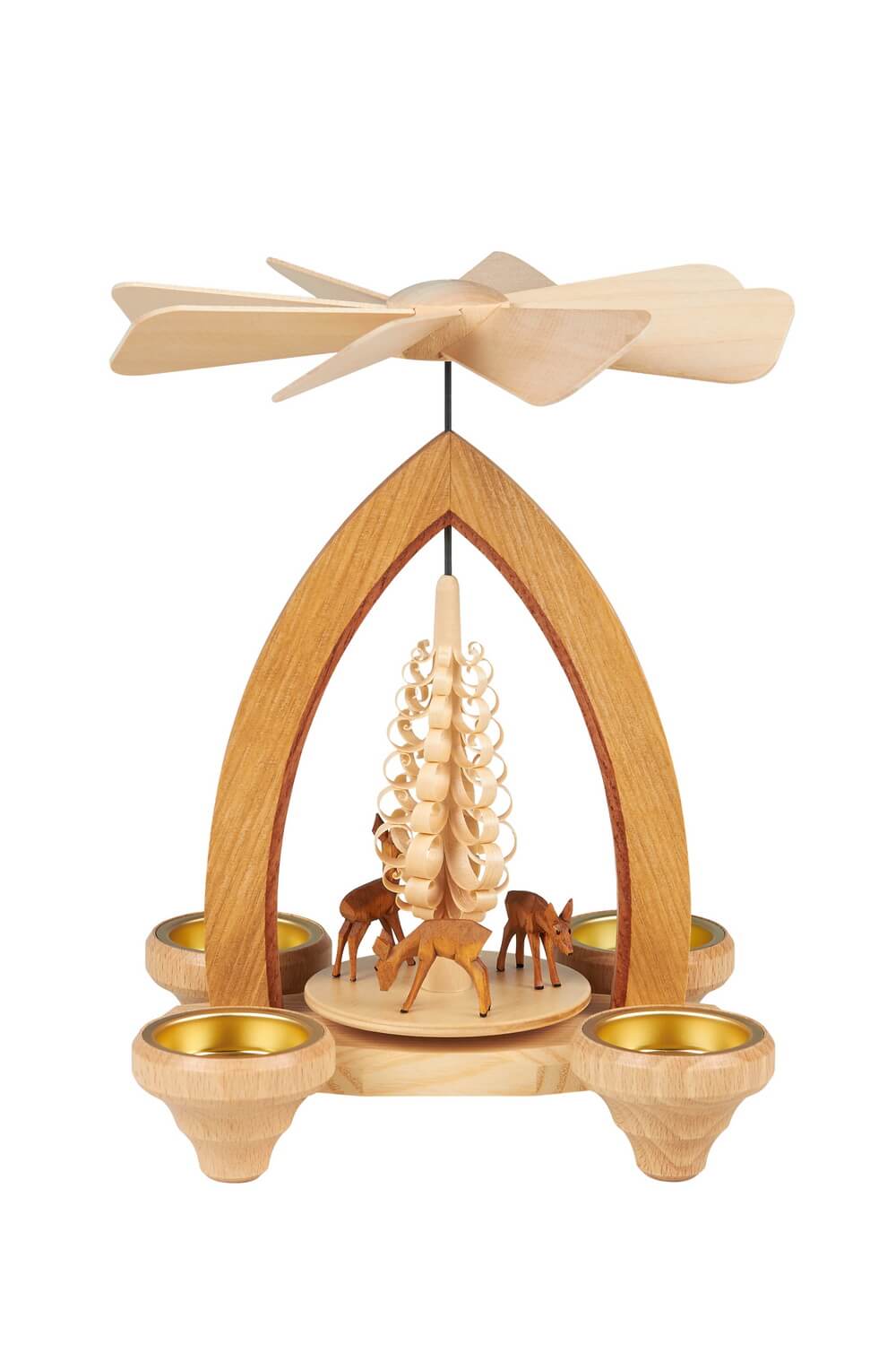 Weihnachtspyramide & Teelichtpyramide mit Rehen, 26 cm, Heinz Lorenz Olbernhau/ Erzgebirge_Bild1