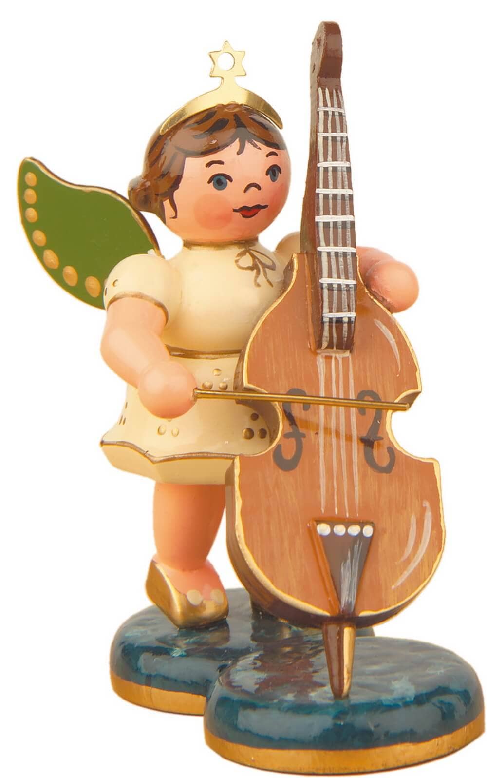 Miniature Christmas angel with double bass by Hubrig Volkskunst