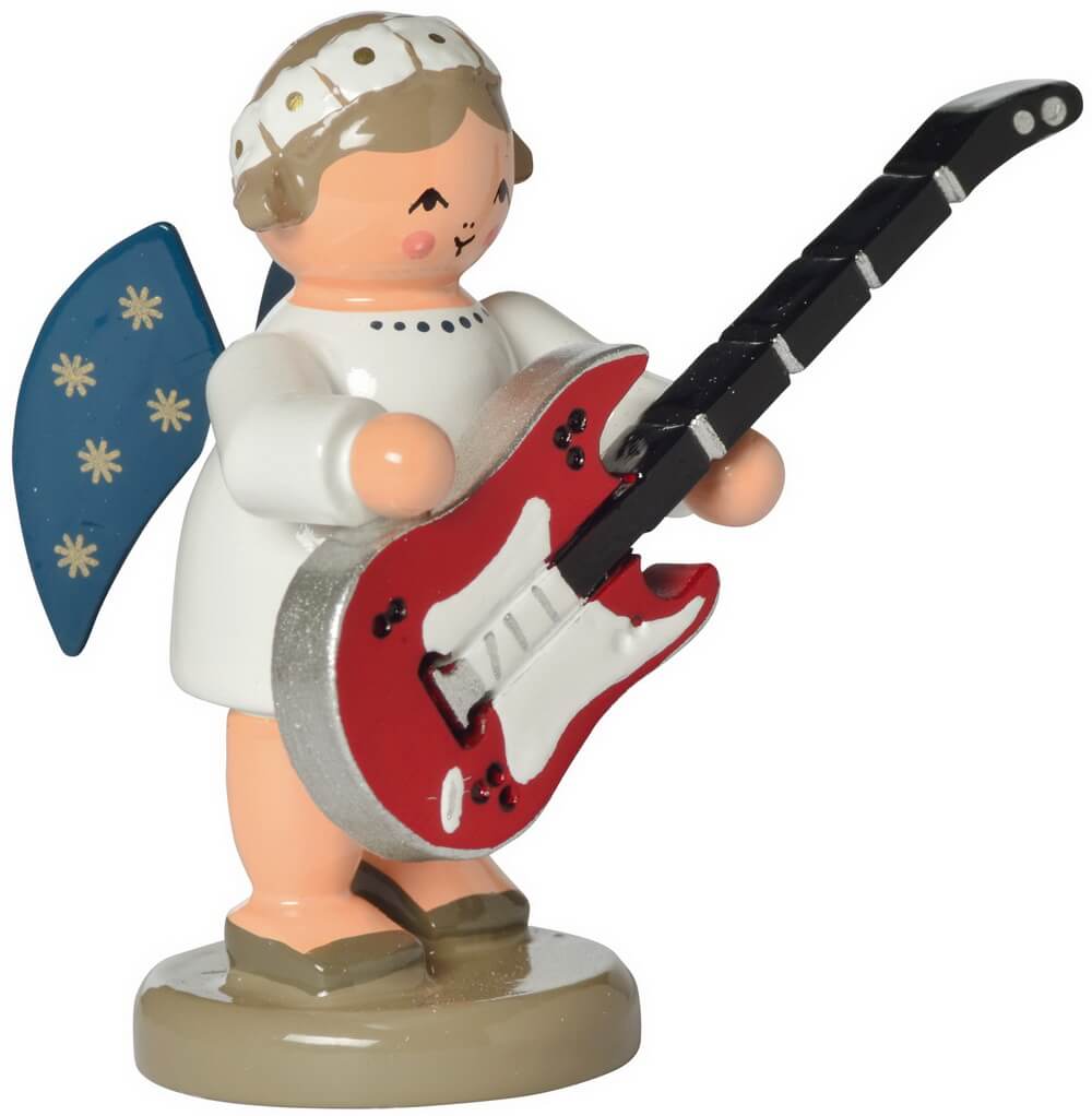 Miniature Christmas angel with guitar, 5 cm by KWO