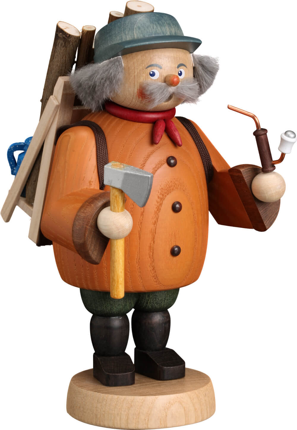 Smoking man lumberjack, 18 cm by Seiffener Volkskunst eG