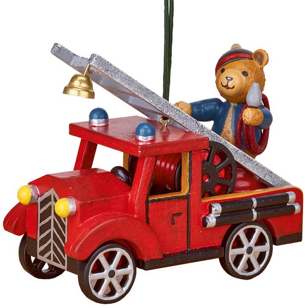 Christmas tree decoration fire department with teddy bear by Hubrig Volkskunst