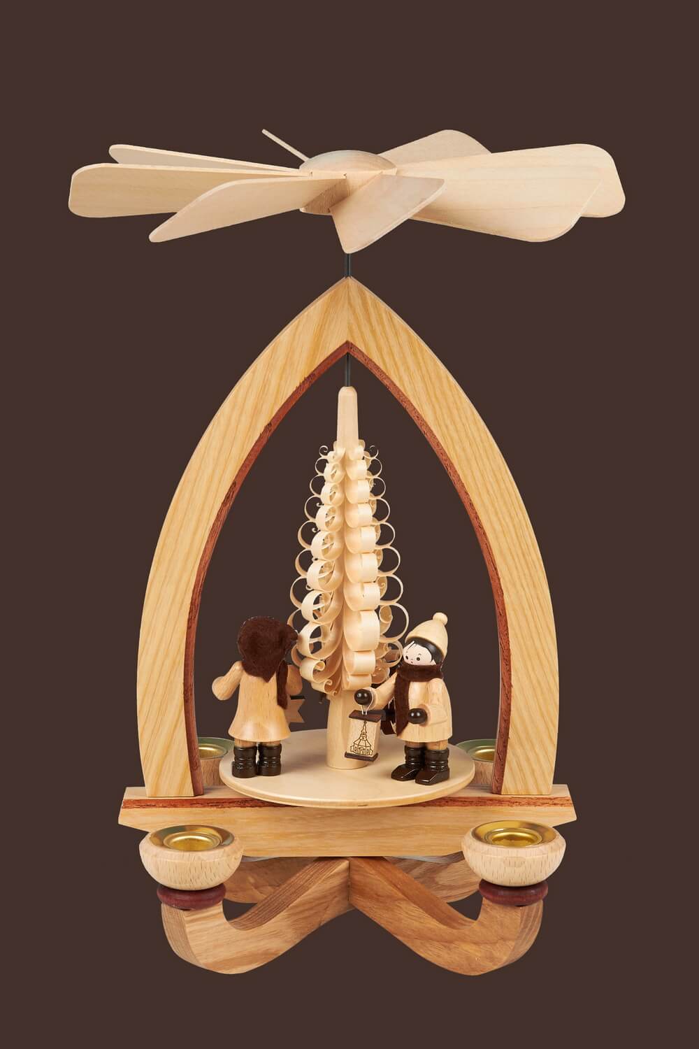 Weihnachtspyramide mit Lampionkinder, natur, 28 cm, Heinz Lorenz Olbernhau/ Erzgebirge_Bild2