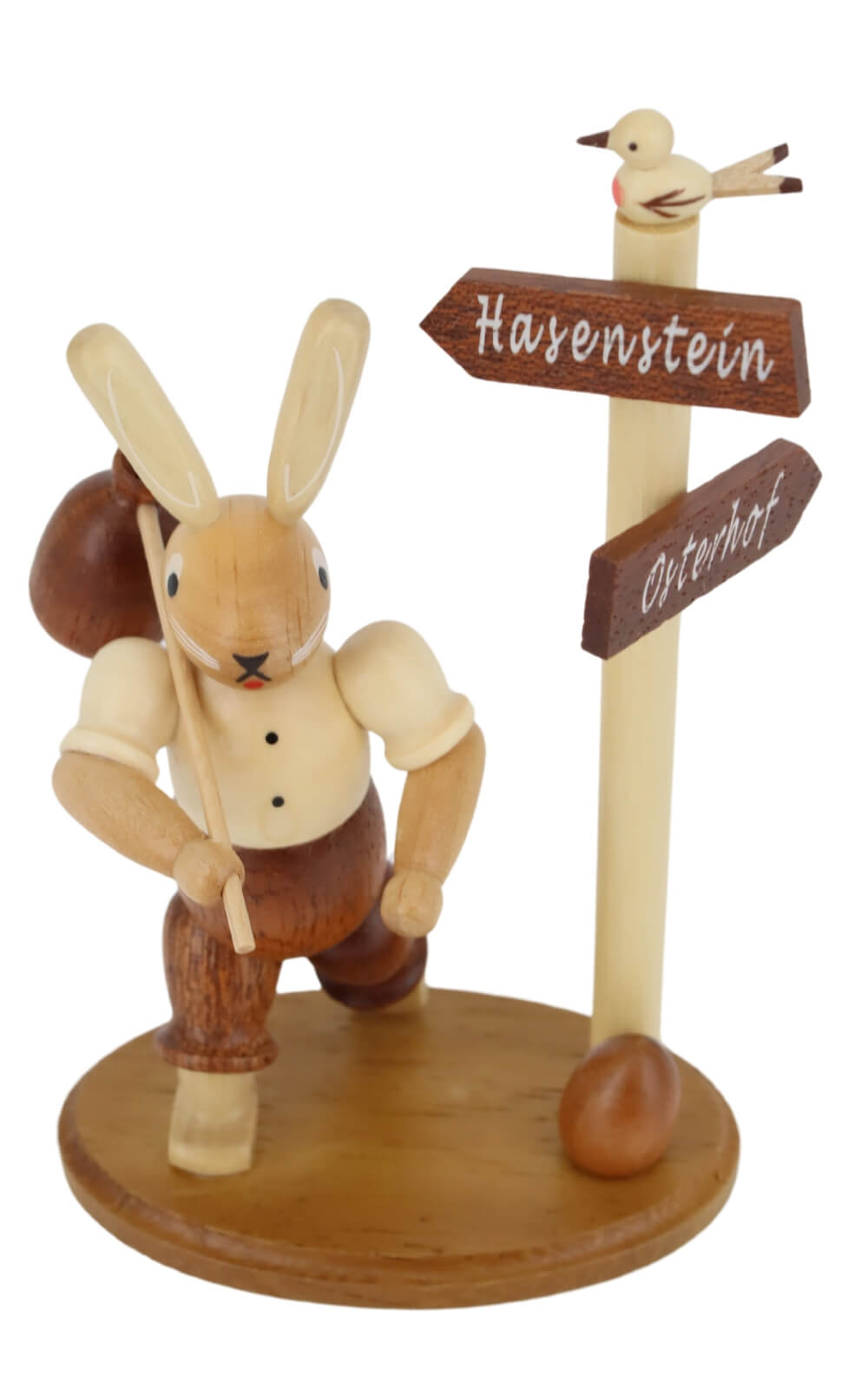 Hase Wanderer am Wegweiser, 14 cm, natur von Müller Kleinkunst_2
