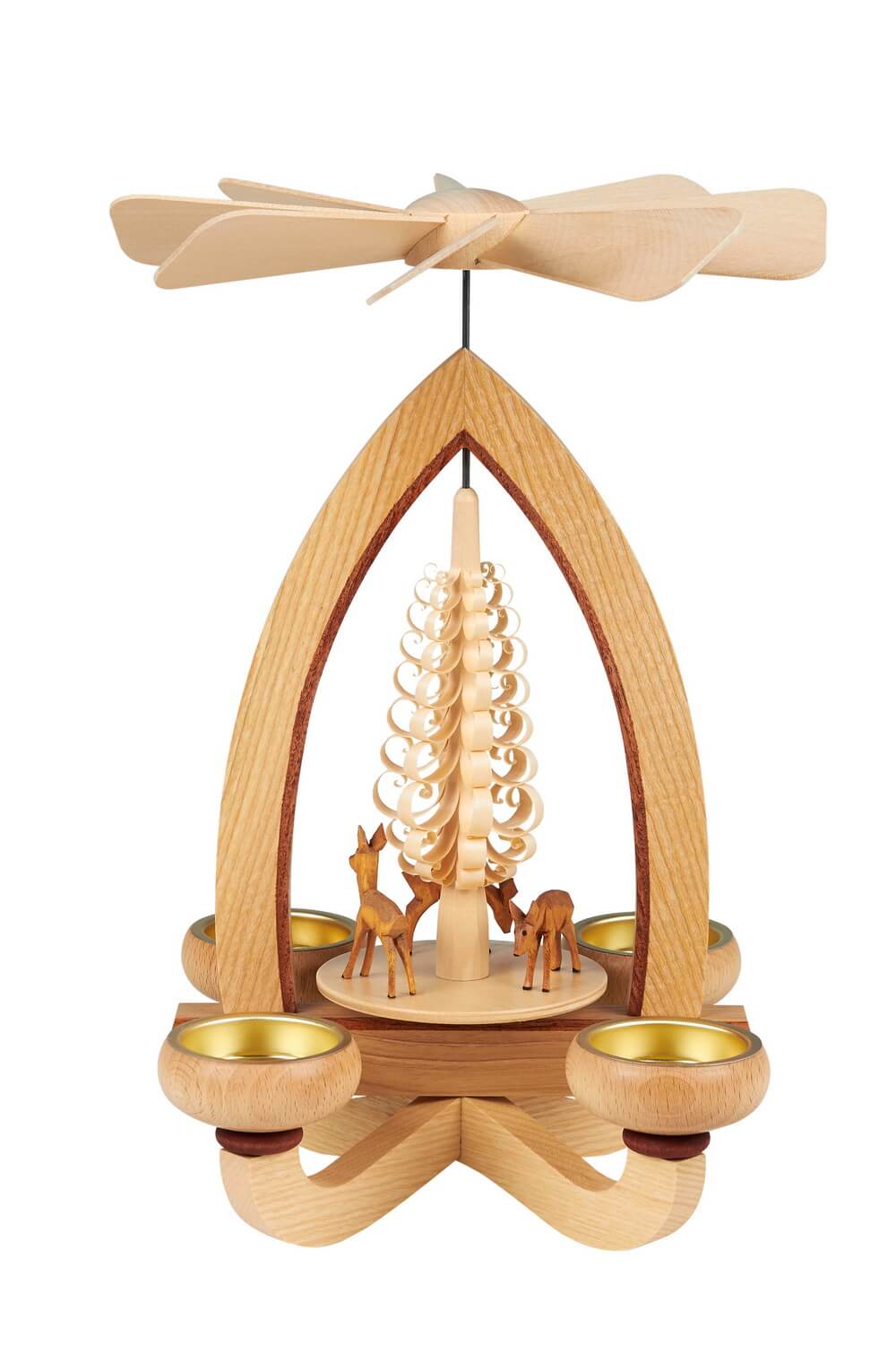 Teelichtpyramide mit Rehe, 28 cm, Heinz Lorenz Olbernhau/ Erzgebirge_Bild1
