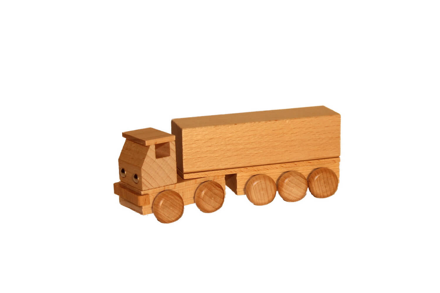 Holzauto Sattelschlepper mit Pritsche, natur von Ebert GmbH