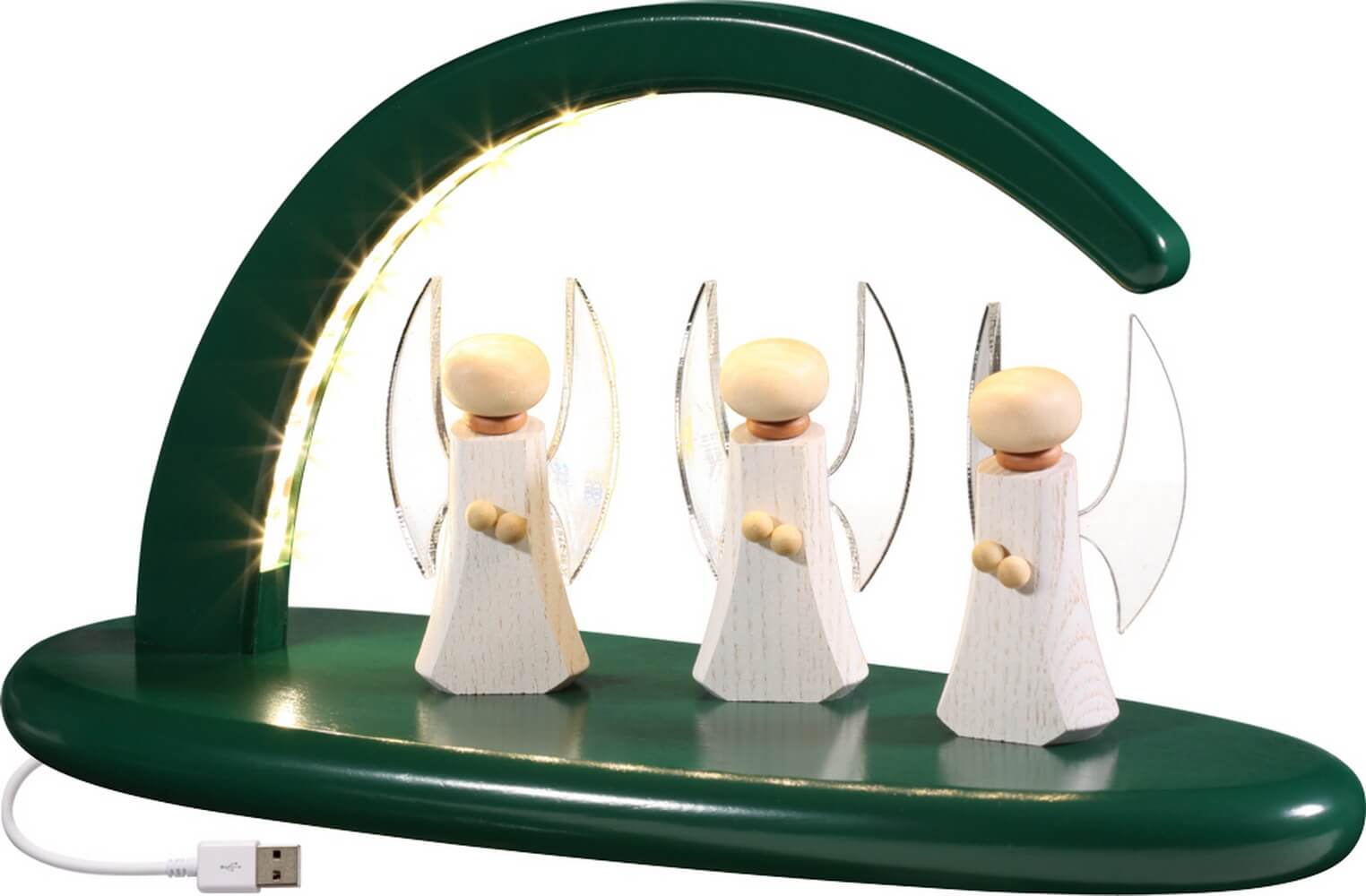 LED Schwibbogen, grün mit Engel von Seiffener Volkskunst eG