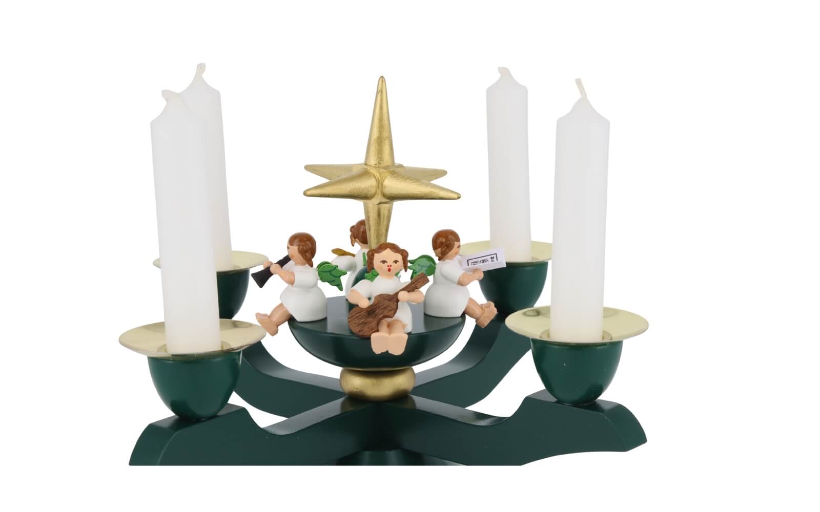 Advent candle holder with Christmas angel, green by Richard Glässer_4