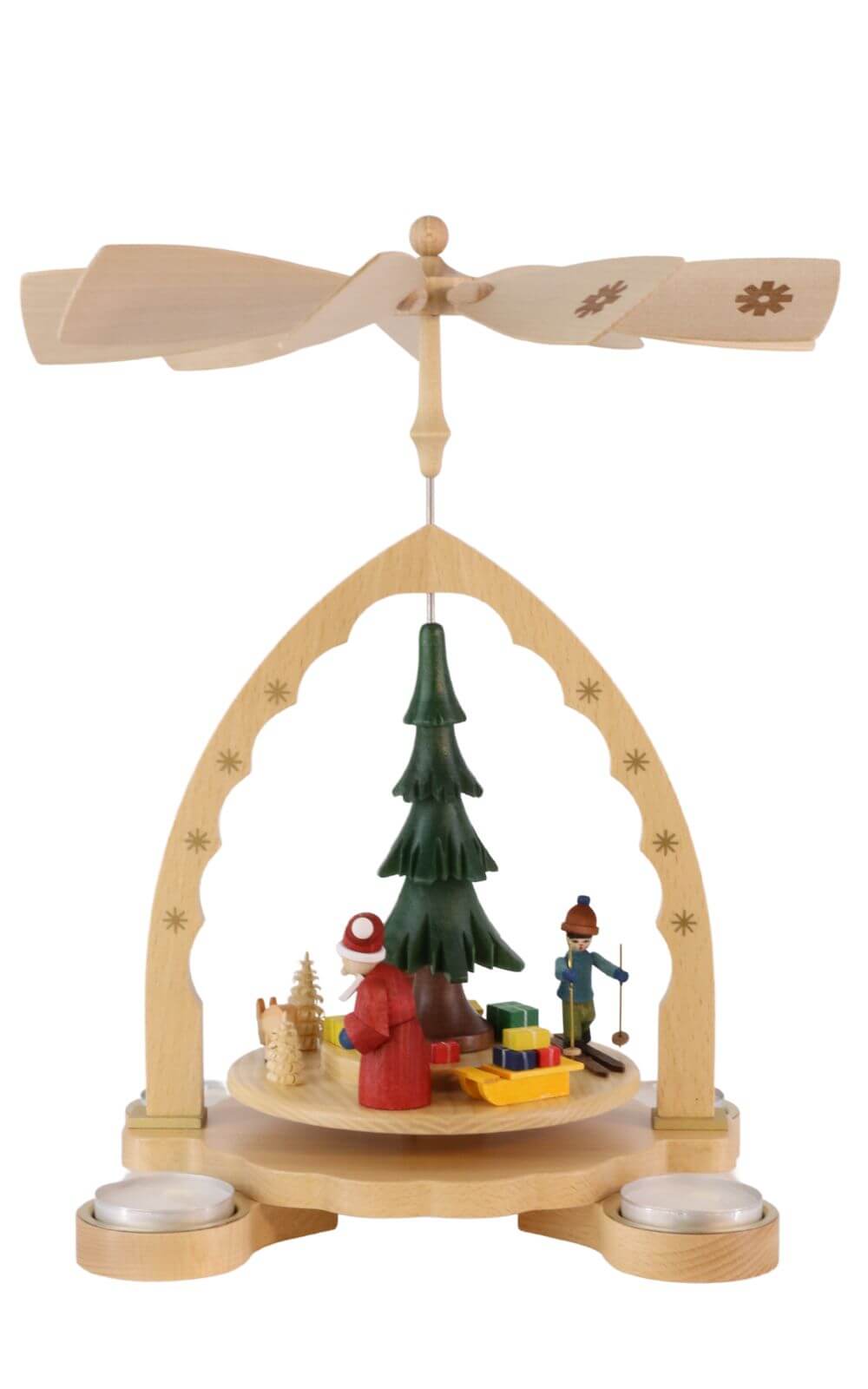 Christmas pyramid for tea lights with presents, 27 cm, colored by Richard Glässer_1