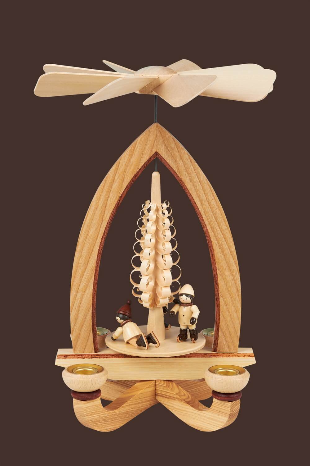 Weihnachtspyramide mit Eisläufer, natur, 28 cm, Heinz Lorenz Olbernhau/ Erzgebirge_Bild2