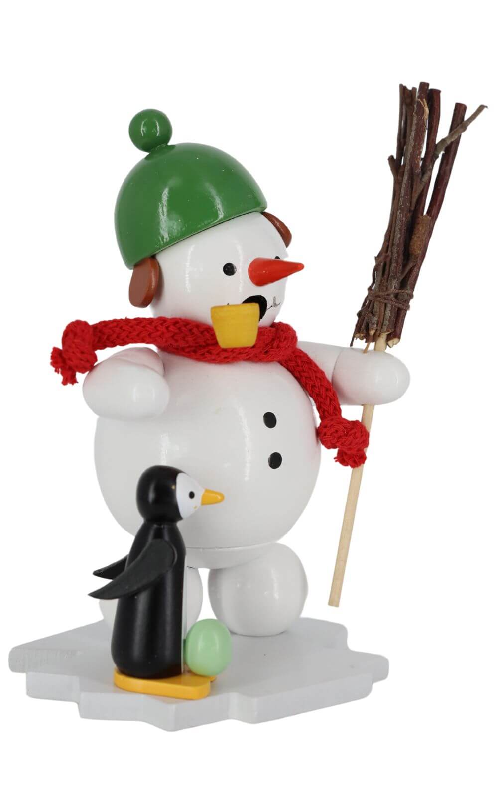 Räuchermännchen Schneemann mit Pinguin, 12 cm, farbig von Ralf Zenker_1