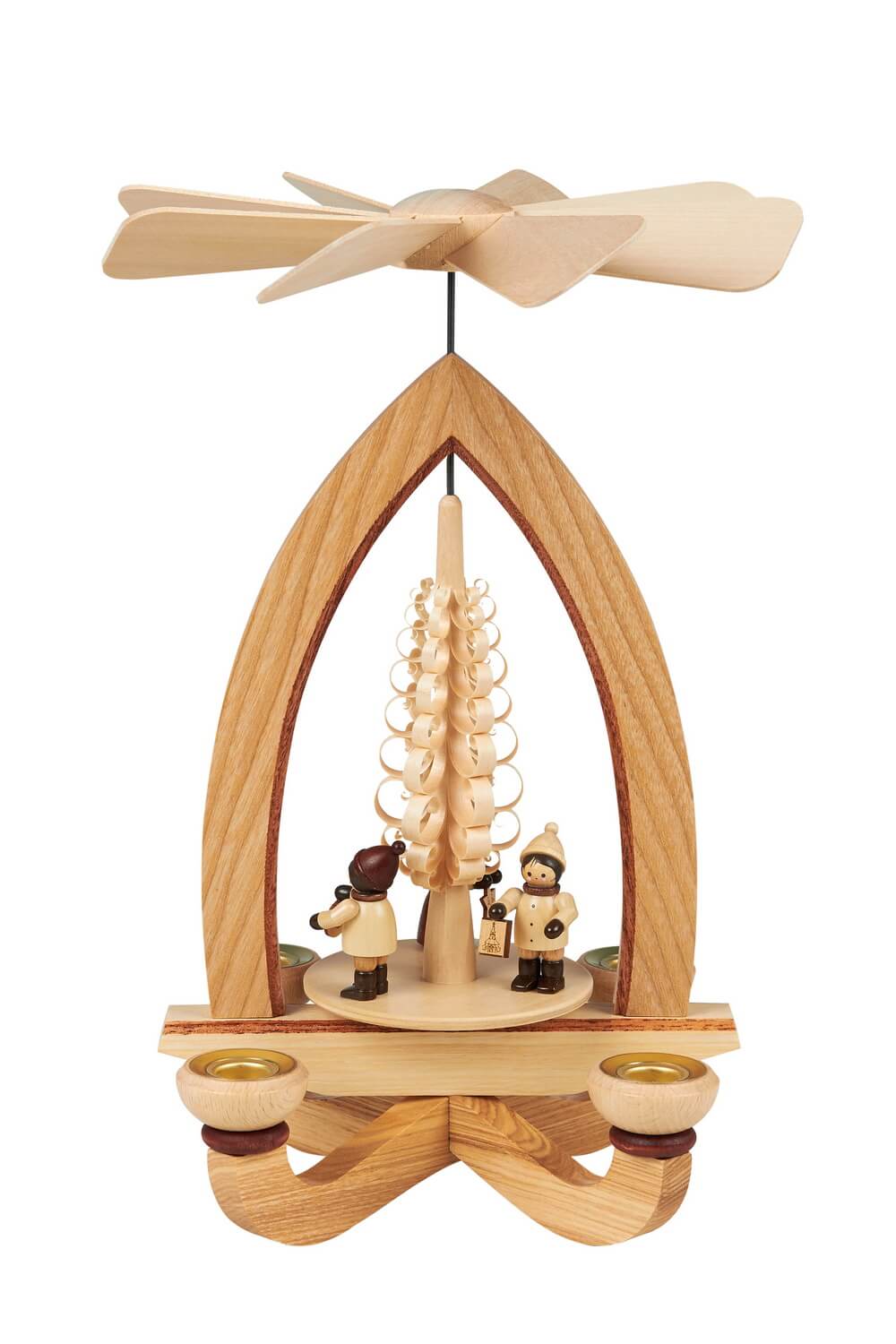 Weihnachtspyramide mit Lampionkinder, natur, 28 cm, Heinz Lorenz Olbernhau/ Erzgebirge_Bild1