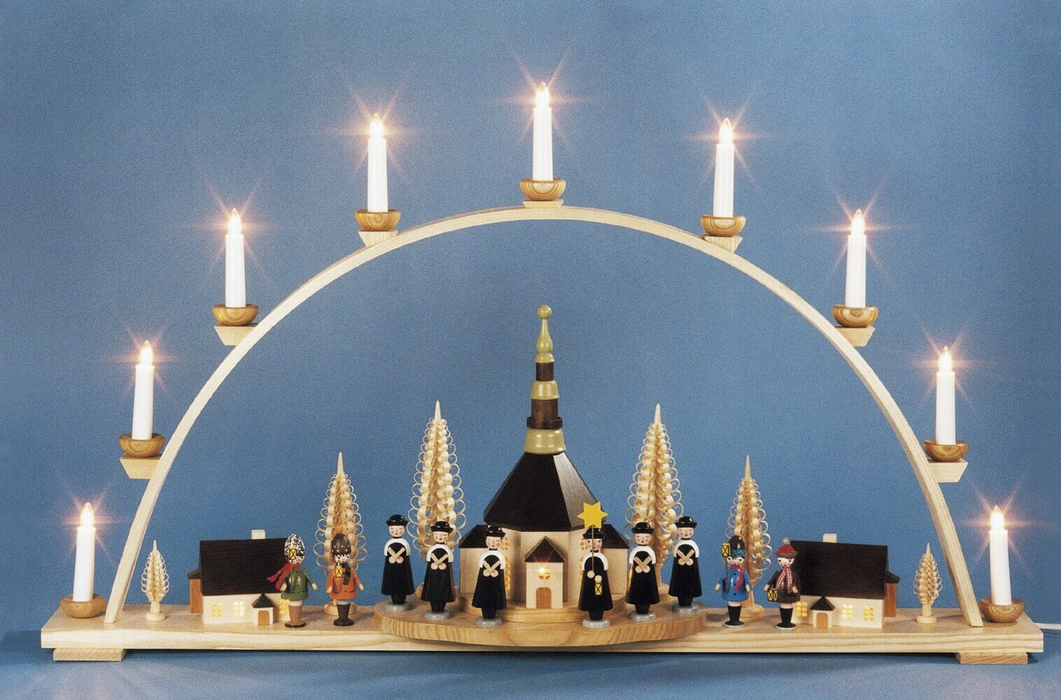 Schwibbogen Seiffener Kirche mit Kurrende, komplett beleuchtet, 97 cm von Knuth Neuber_Bild1
