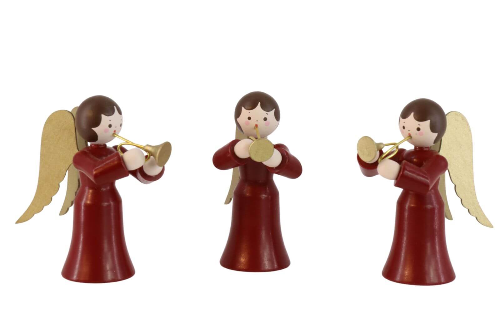 Christmas angel with trumpet, 3 parts, colored by Romy Thiel