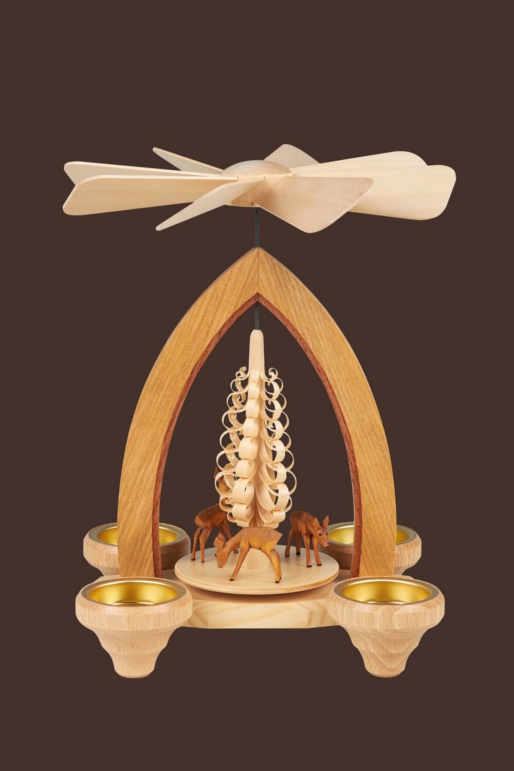 Weihnachtspyramide & Teelichtpyramide mit Rehen, 26 cm, Heinz Lorenz Olbernhau/ Erzgebirge_Bild2
