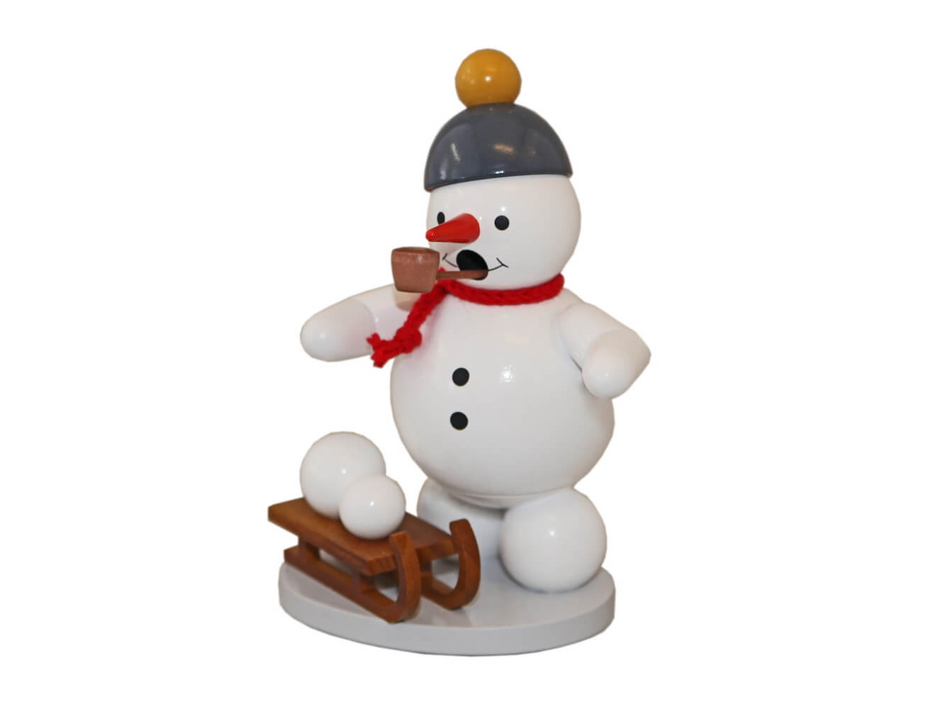 Räuchermännchen Schneemann mit Schlitten, 12 cm, farbig von Ralf Zenker