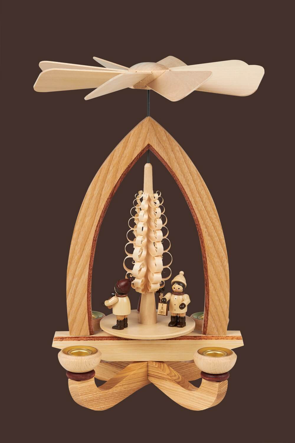 Weihnachtspyramide mit Lampionkinder, natur, 28 cm, Heinz Lorenz Olbernhau/ Erzgebirge_Bild2