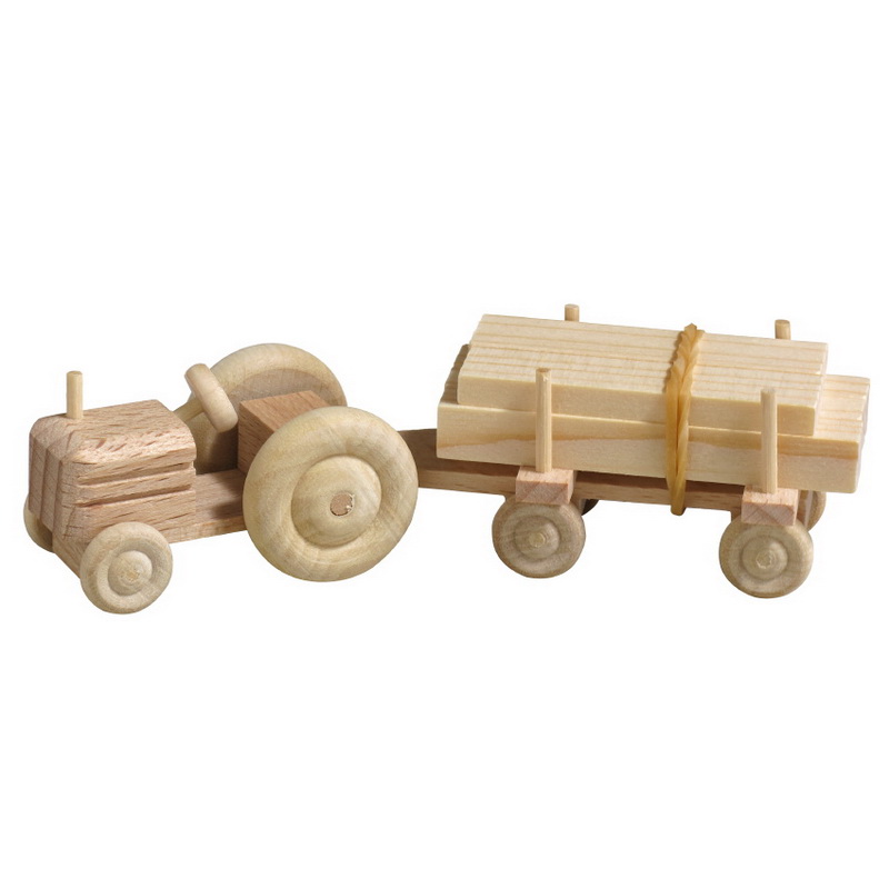 Tractor with trailer sawn timber, natural by Robbi Weber