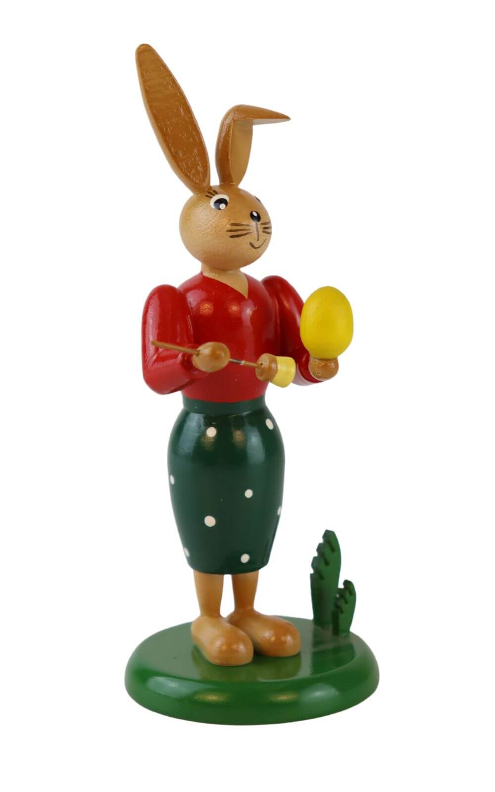 Osterhase - Häsin mit Pinsel und Ei, 12 cm von Holzkunst Gahlenz