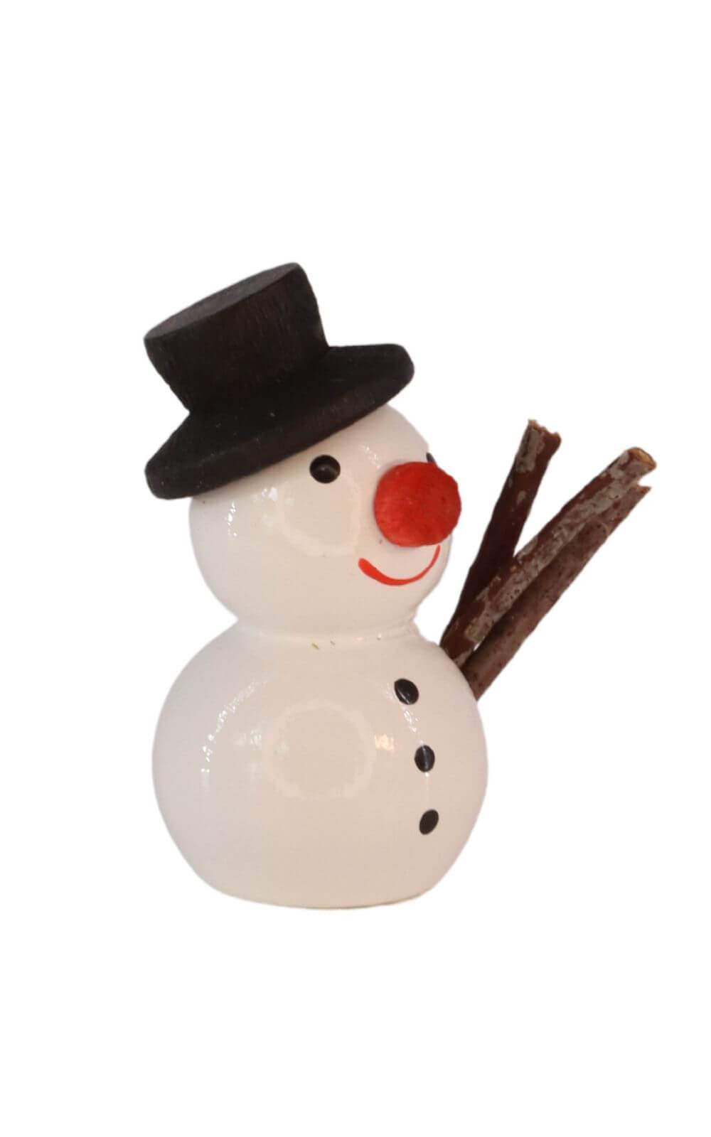 Miniature snowman with black hat, 3 cm by SEIFFEN.COM_3