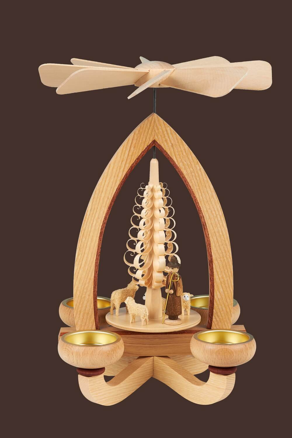Weihnachtspyramide mit Schafen für Teelichte, 28 cm von Heinz Lorenz_Bild2
