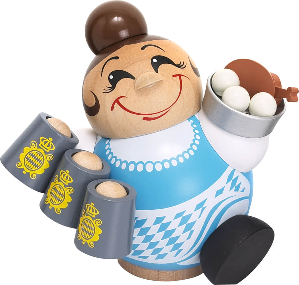 Smoking man waitress, 10 cm by Seiffener Volkskunst eG