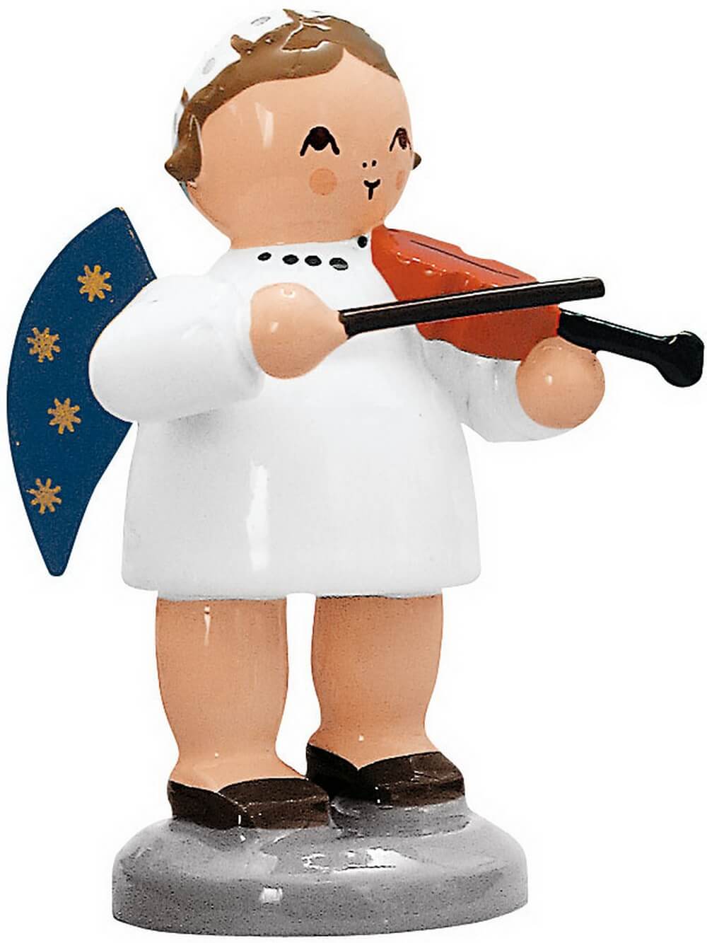 Miniature Christmas angel with violin, 5 cm, colored by KWO