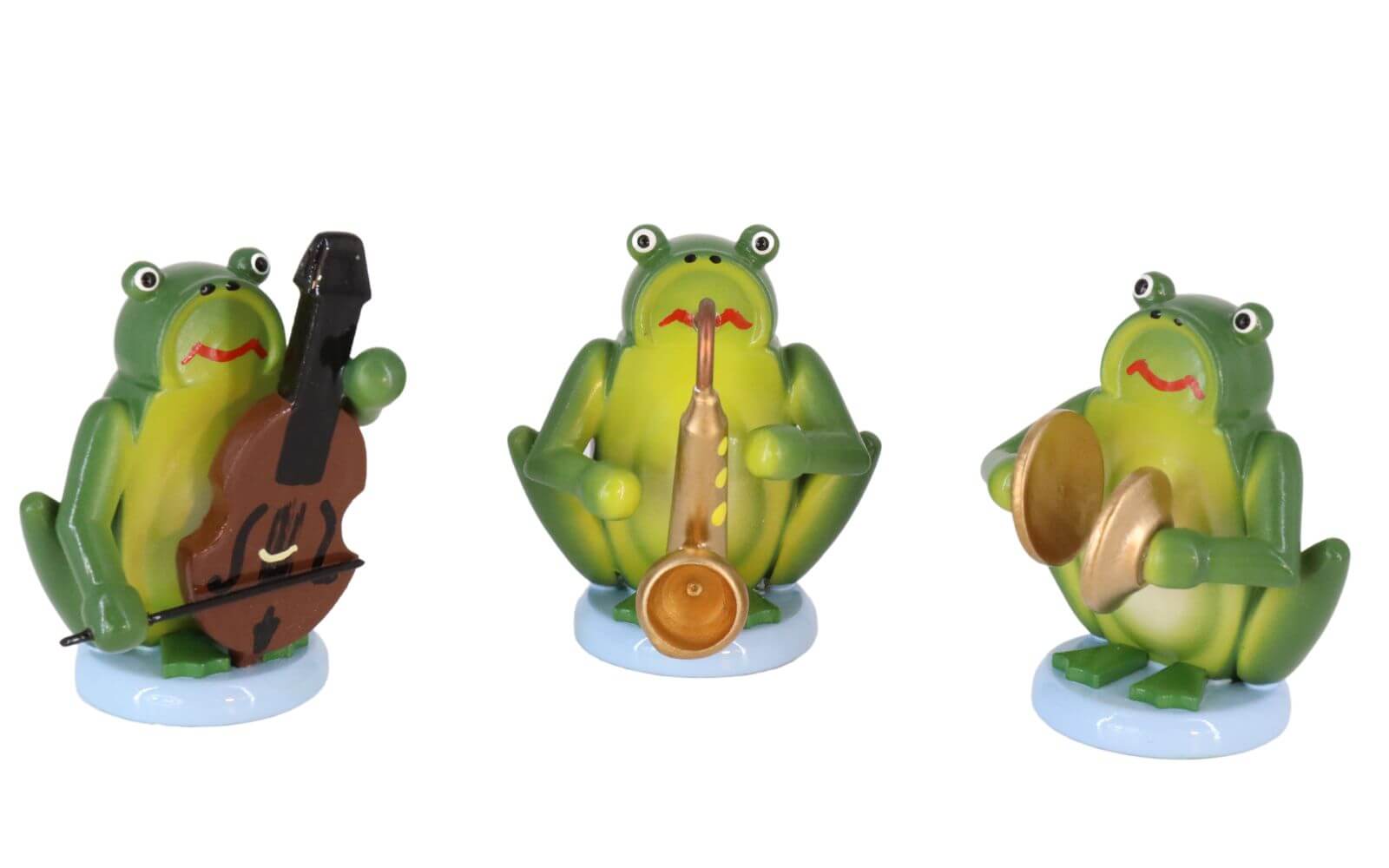 Miniature frog musicians, coloured, 3 pieces by SEIFFEN.COM