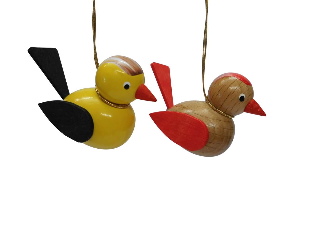 Vögel zum Hängen, 2 Stück, gelb/braun von SEIFFEN.COM_2