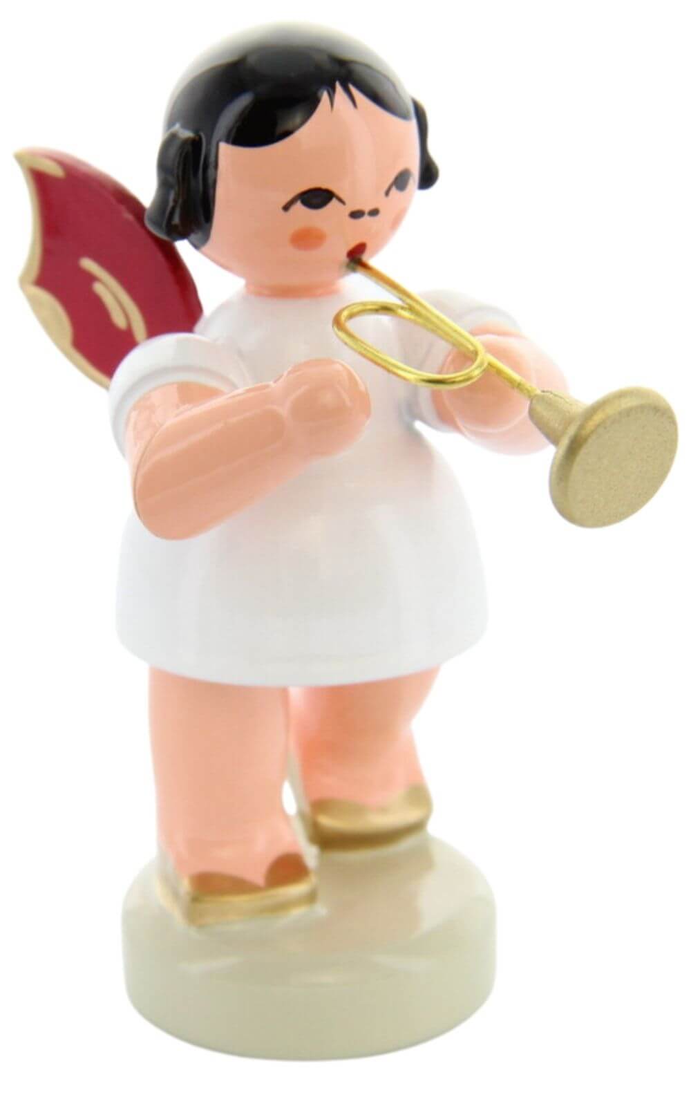 Christmas angel standing with trumpet and red wings by Figurenland Uhlig GmbH