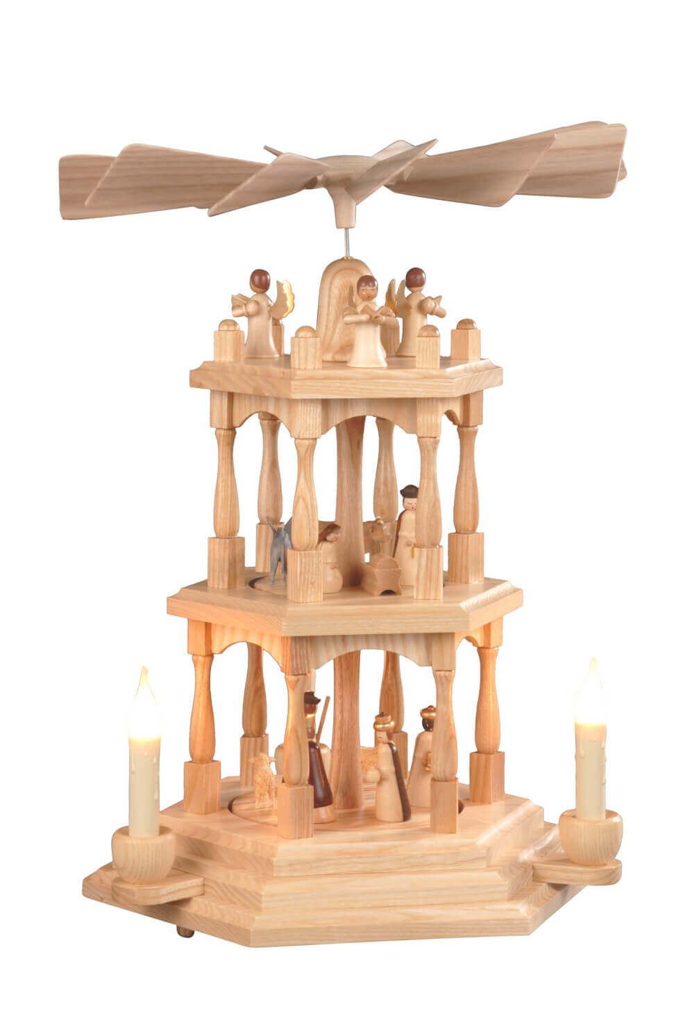 Christmas pyramid Holy Family, 3-storey, 41 cm, electric by Albin Preißler_1