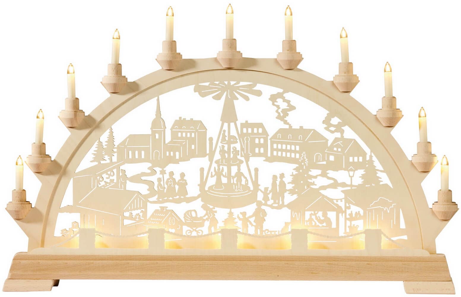 Schwibbogen Weihnachtsmarkt mit Pyramide, 65 cm von KWO