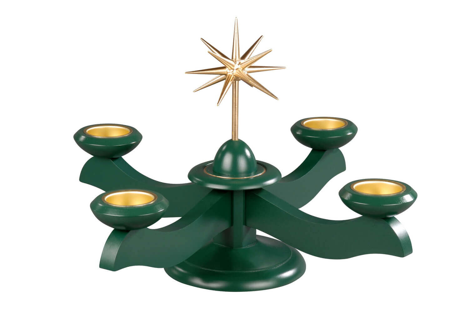 Advent candlestick for tea lights with poinsettia, 26 cm, colored by Albin Preißler